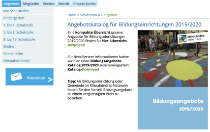 Klimabündnis Website Screenshot